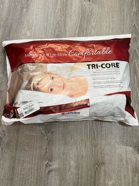 Tri-Core Mid Core Size Cervical Support Neck Pillow - White